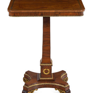 Appraisal: A Regency Gilt Bronze Mounted and Brass Inlaid Rosewood Occasional