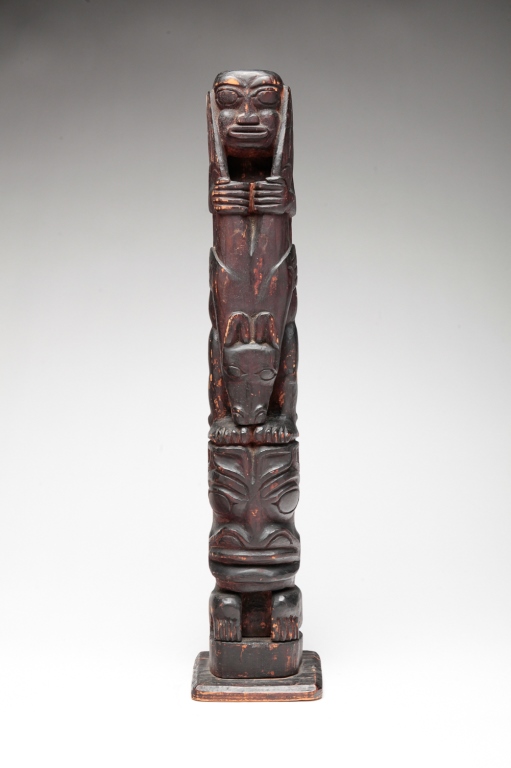 Appraisal: NORTHWEST COAST TOTEM POLE Ca - cedar Three carved figures