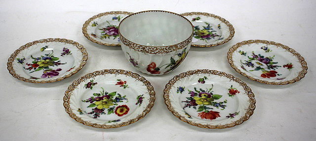 Appraisal: A SET OF SIX DRESDEN PORCELAIN SAUCERS each painted with