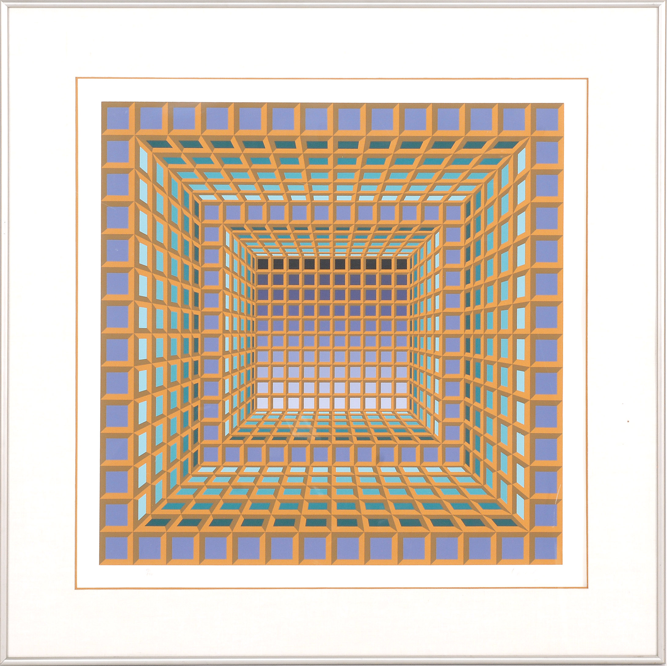 Appraisal: VICTOR VASARELYHungarian French - Untitled Geometric Op Art Composition Numbered