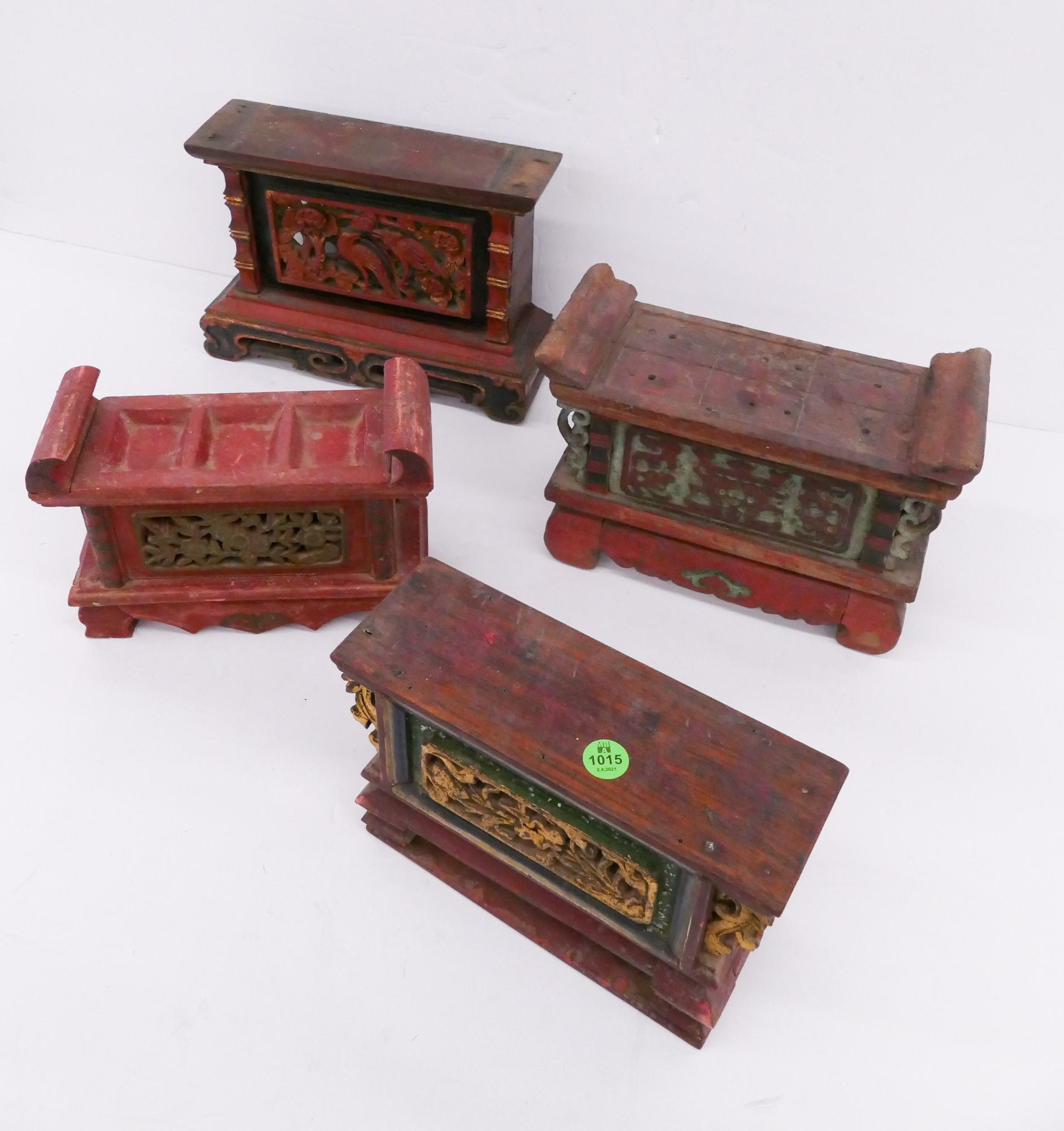 Appraisal: pc Antique Chinese Lacquered Altar Boxes- approx x ''