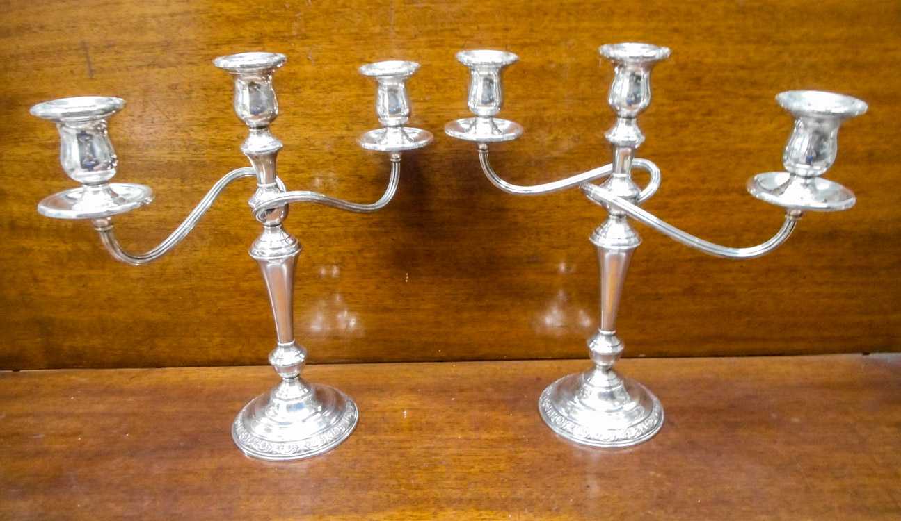 Appraisal: PAIR INTERNATIONAL STERLING SILVER CANDELABRA Prelude pattern each with three