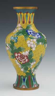 Appraisal: A Yellow Cloisonne Vase Tapered baluster form gilt copper with