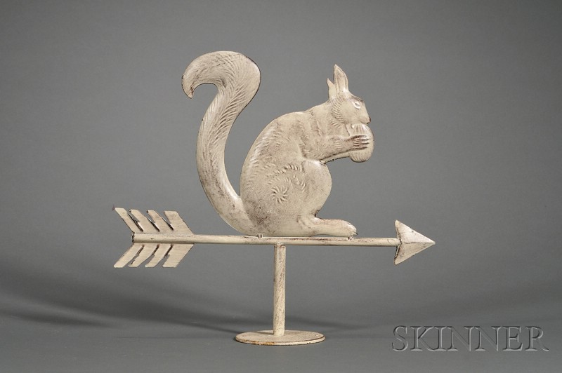 Appraisal: Small White-painted Squirrel Weather Vane America th century molded sheet