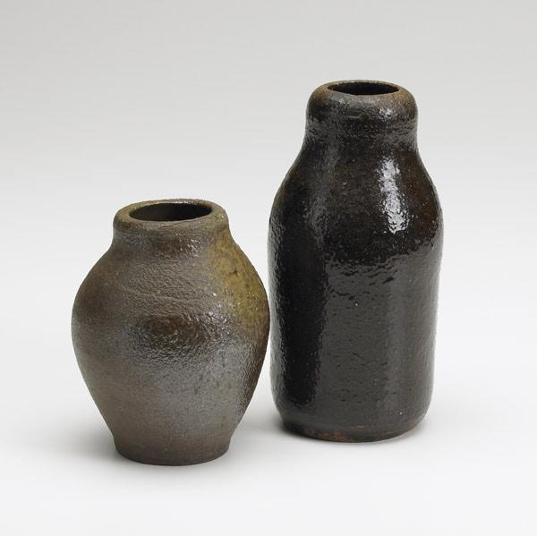 Appraisal: O L BACHELDER FOR OMAR KHAYYAM Two small stoneware vessels