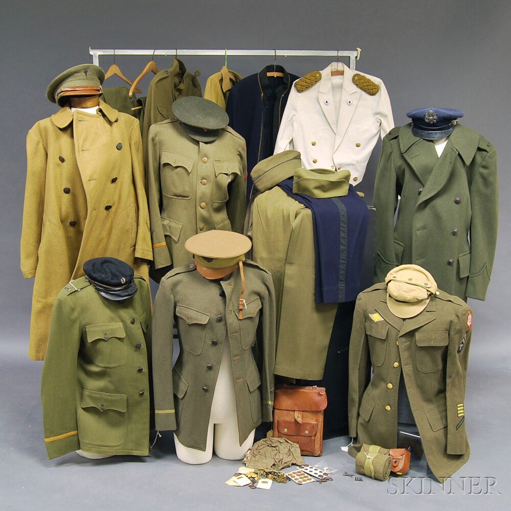 Appraisal: Group of Assorted WWI Uniforms including a green uniform jacket