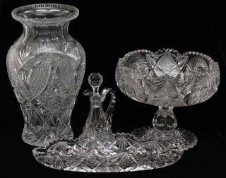 Appraisal: CUT GLASS TABLEWARE FOUR PIECES CUT GLASS TABLEWARE FOUR PIECES