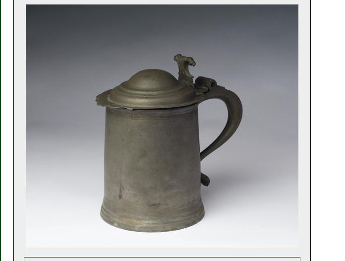 Appraisal: EARLY PEWTER TANKARD WITH SCROLLED THUMBPIECE Est -