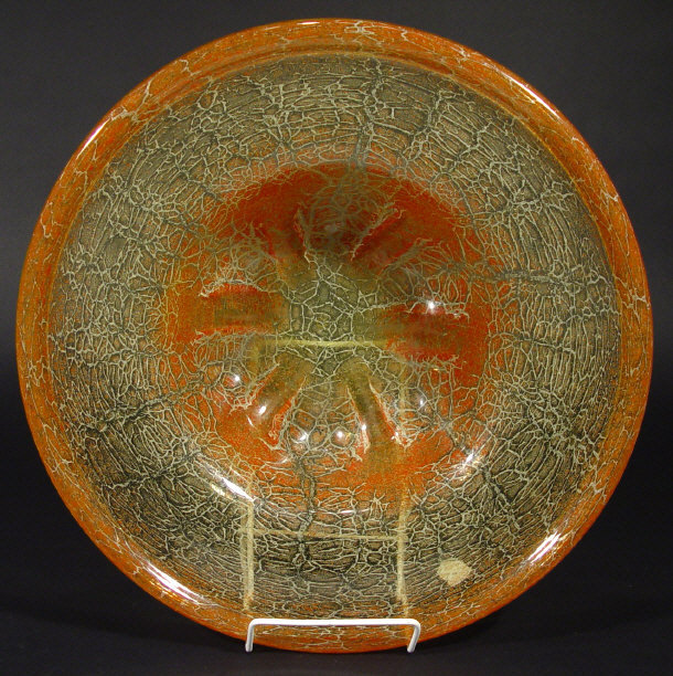 Appraisal: WMF Ikora shallow glass bowl with yellow and orange colouring