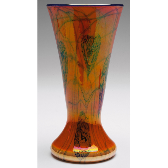 Appraisal: Imperial vase flaring shape in opaque orange glass with a