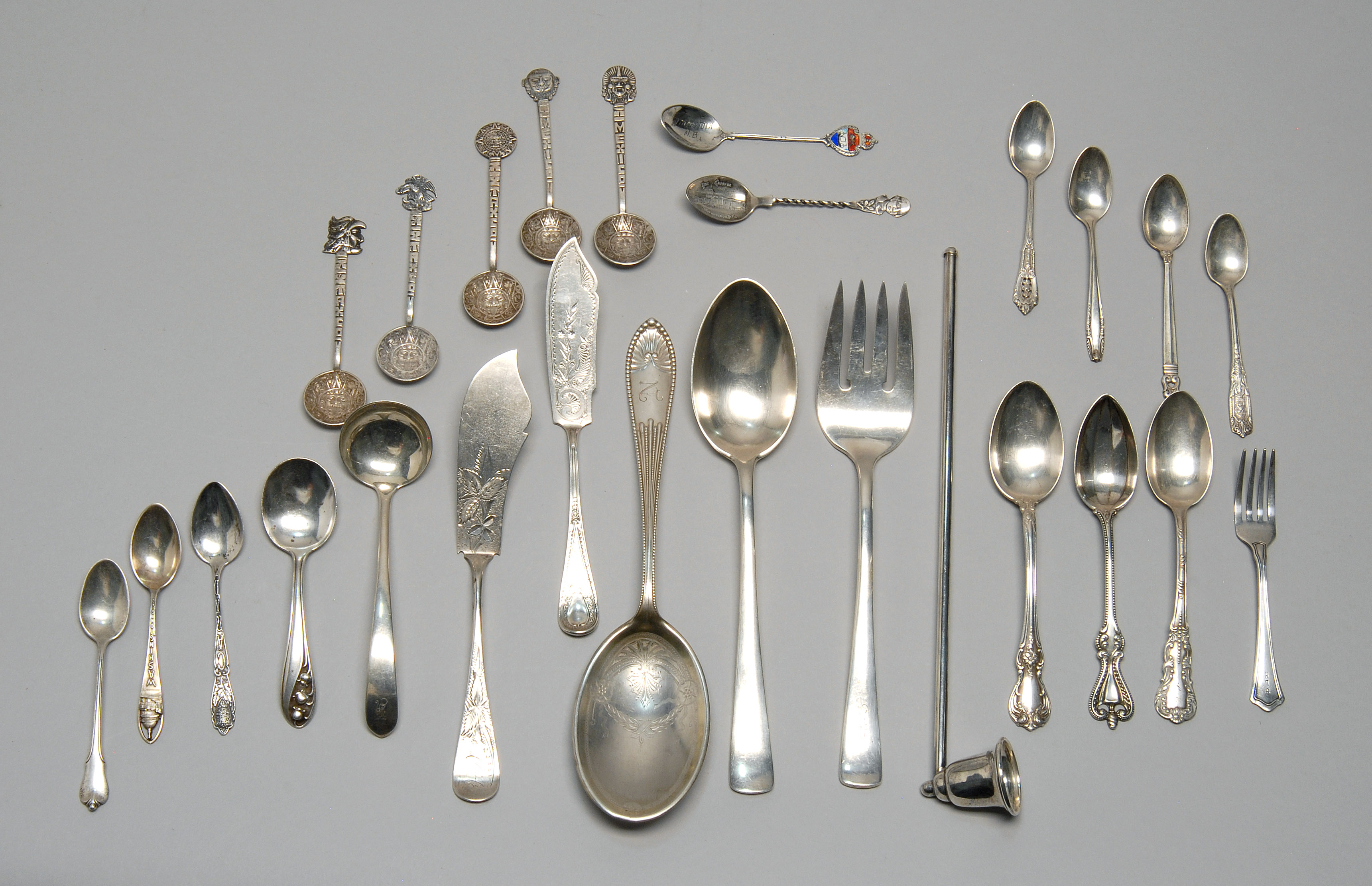 Appraisal: TWENTY-SIX PIECES OF STERLING SILVER FLATWARE A candle snuffer a