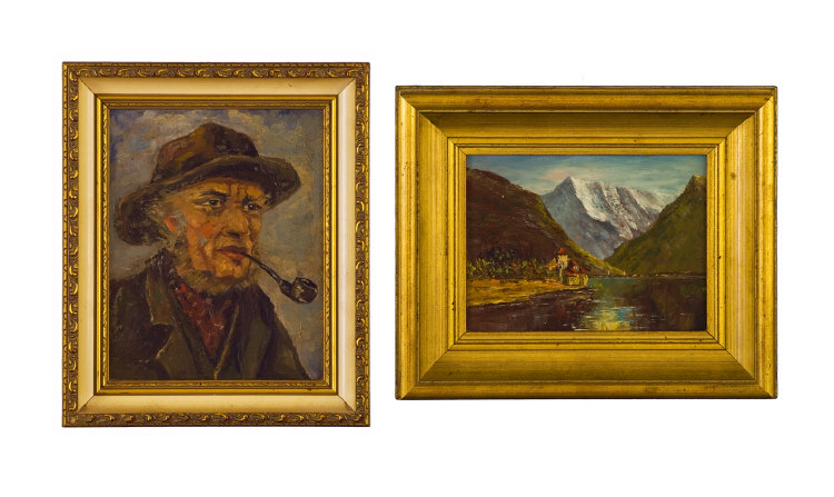 Appraisal: Two Oil On Boards Showing A Portrait Of A Gent