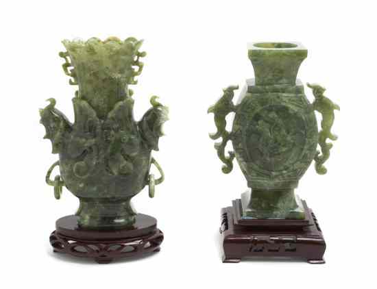 Appraisal: Two Chinese Carved Hardstone Vases each of baluster form the