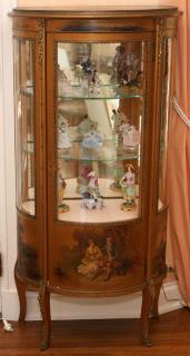 Appraisal: FRENCH LOUIS XV STYLE DEMI LUNE VITRINE C FRENCH LOUIS