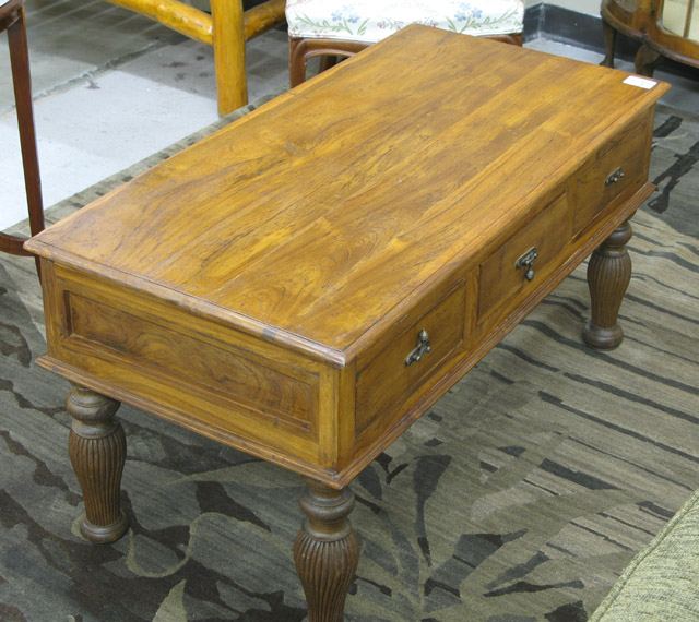 Appraisal: REGENCY STYLE ANGLO-INDIAN TEAKWOOD COCKTAIL TABLE India th century having