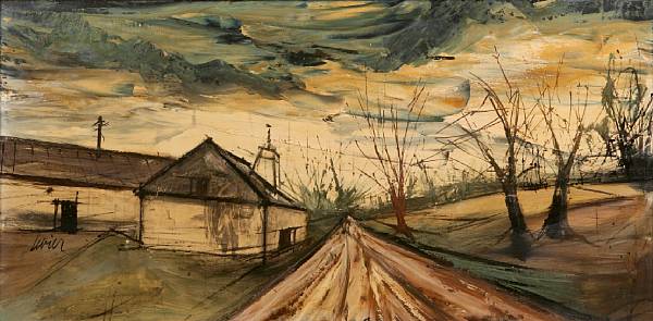 Appraisal: Charles Levier French born Landscape with farmhouse and road signed