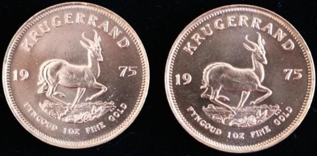 Appraisal: TWO GOLD KRUGERRANDS OZT EACH UNC