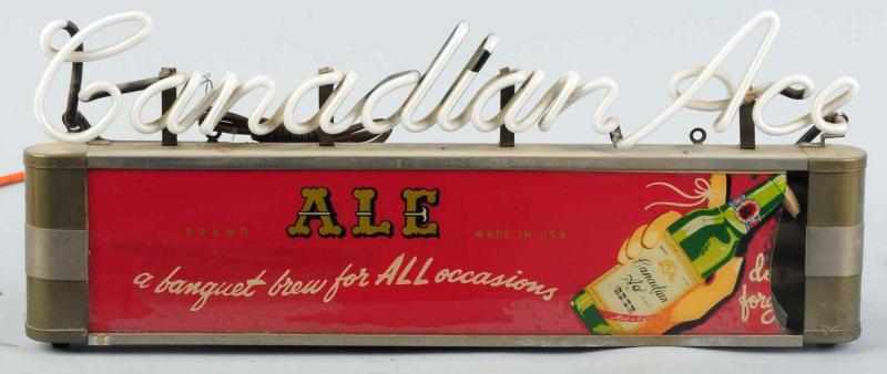 Appraisal: Canadian Ace Ale Neon Light-Up Sign In original crate Wonderful