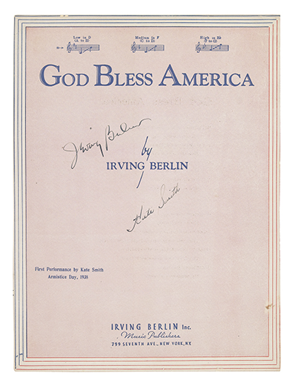 Appraisal: MUSICIANS BERLIN IRVING AND SMITH KATE Sheet music for God