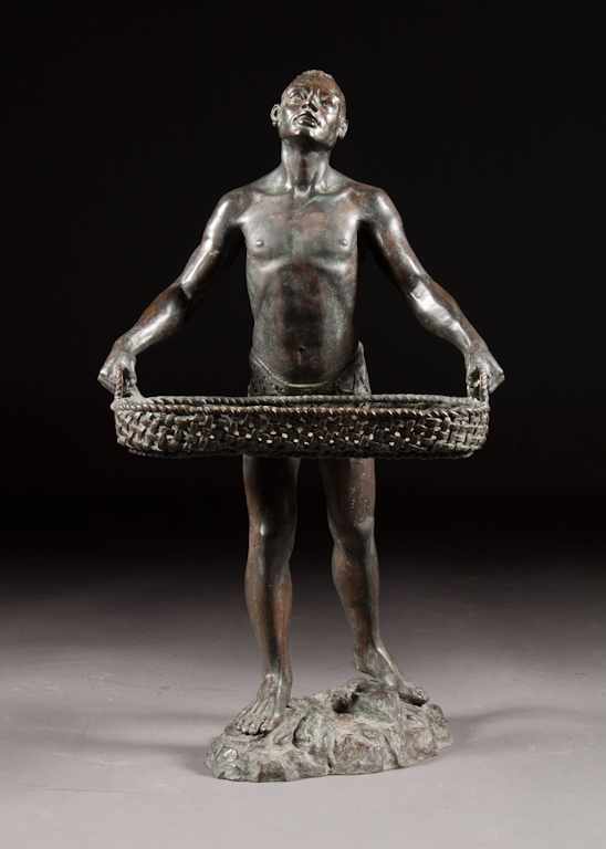 Appraisal: Continental bronze figural stand th century modeled as figure of