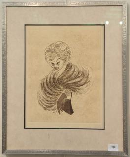 Appraisal: Al Hirschfeld - etching of Lucille Ball signed in pencil