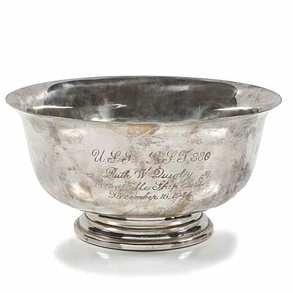 Appraisal: U S S Lake County Sterling Bowl Presented to Ruth