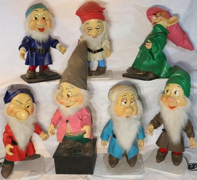 Appraisal: SEVEN DWARFS AUTOMATONS COMPOSITION WITH WOODENSTANDS TO HIGH ONE ON