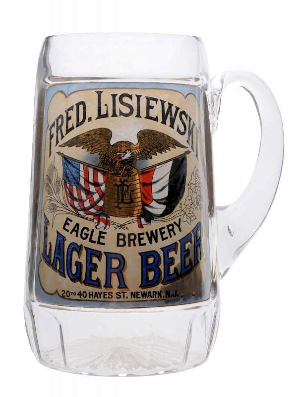 Appraisal: Fred Lisiewski Lager Beer Reverse On Glass Mug Beautiful over-sized