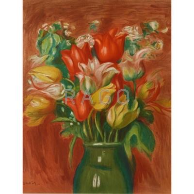 Appraisal: PIERRE AUGUSTE RENOIR French - Two lithographs in color tulips