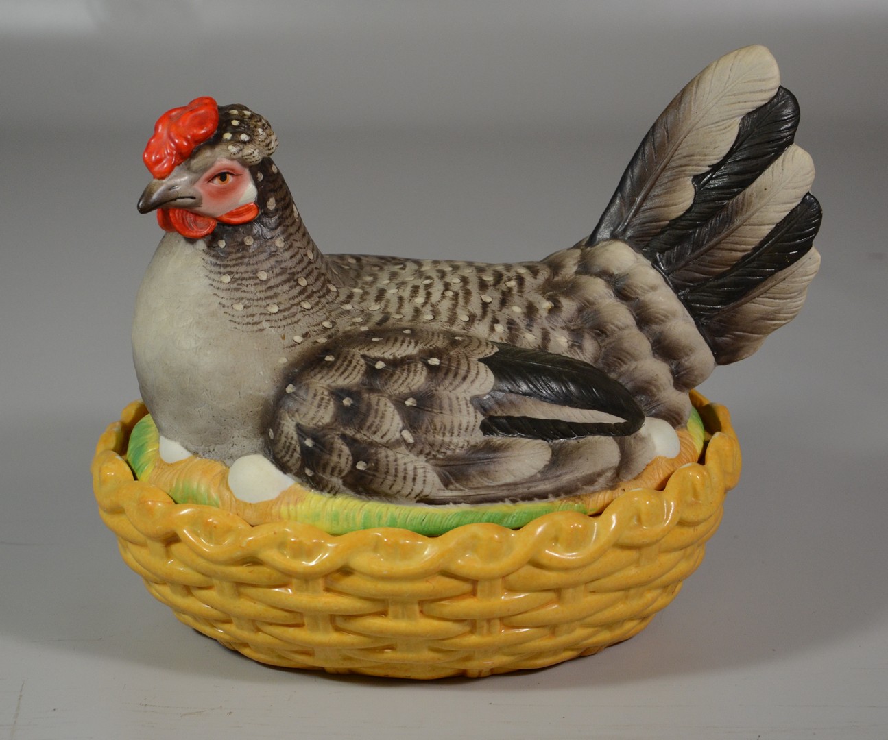 Appraisal: Staffordshire hen on nest top with hand painted polychrome colors