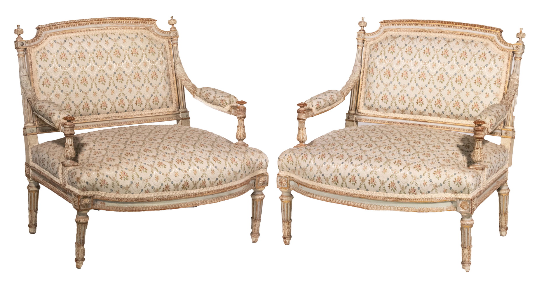 Appraisal: PR LOUIS XVI STYLE ARMCHAIRS Pair of Early th c