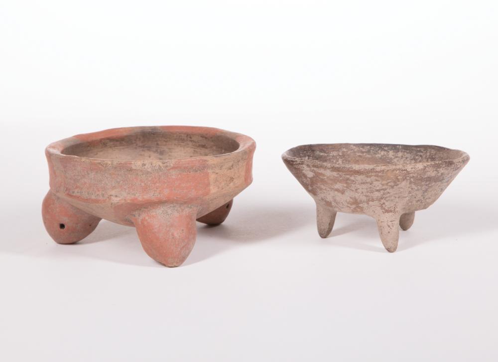 Appraisal: Two Pre-Columbian Pottery Tripod Bowls h in dia in and