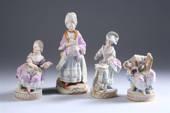 Appraisal: FOUR MEISSEN PORCELAIN FIGURES late th - early th century