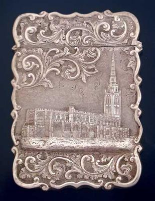 Appraisal: A rare Victorian embossed 'castletop' card case with a view