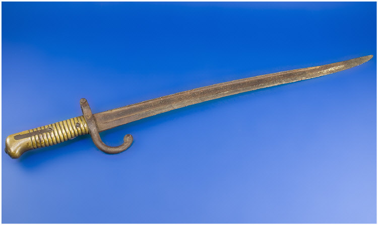 Appraisal: WWI Bayonet With brass hilt Blade is inches long Guard