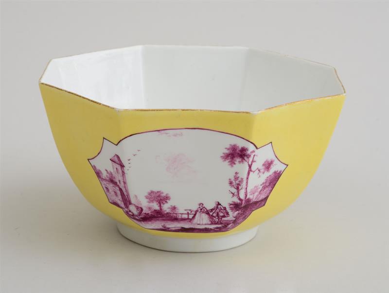 Appraisal: MEISSEN YELLOW-GROUND PORCELAIN OCTAGONAL BOWL Marked in underglaze blue with