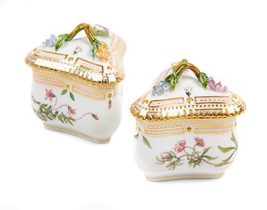 Appraisal: A Pair of Royal Copenhagen Flora Danica Covered Porcelain Boxes