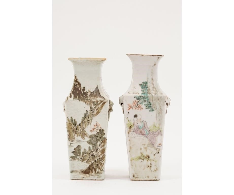 Appraisal: Two similar Chinese porcelain vases th c one signed h