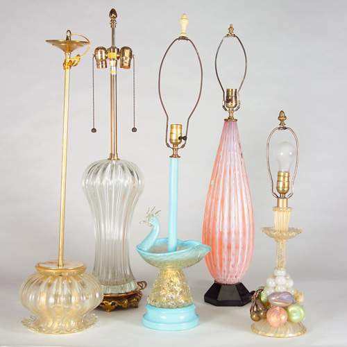 Appraisal: BAROVIER ARTISTI BAROVIER Attr Eight Murano glass lighting pieces a