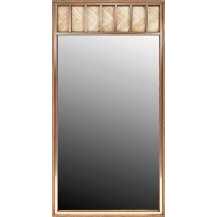 Appraisal: S mirror by Directional mahogany brass andtravertine marble original finish