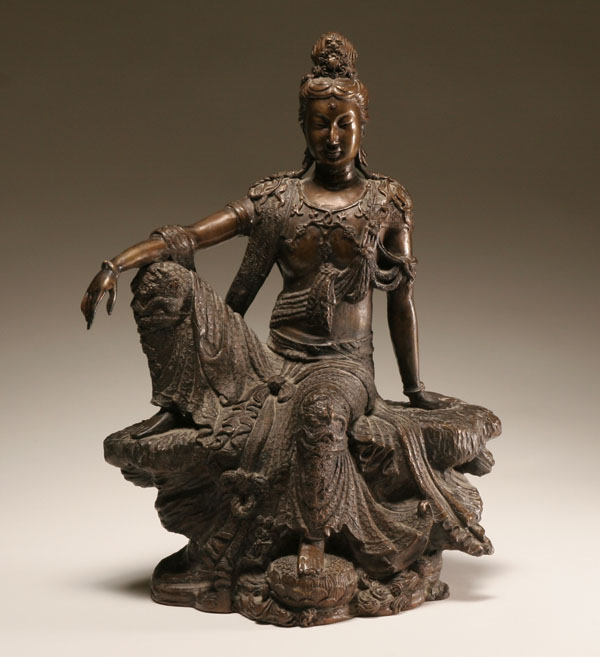 Appraisal: Asian hollow cast bronze sculpture of a female deity H