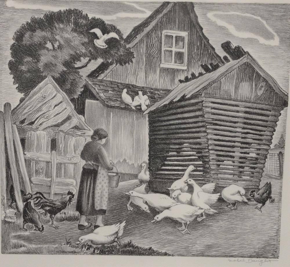 Appraisal: Mabel Dwight - pencil signed lithograph Feeding the Goose signed