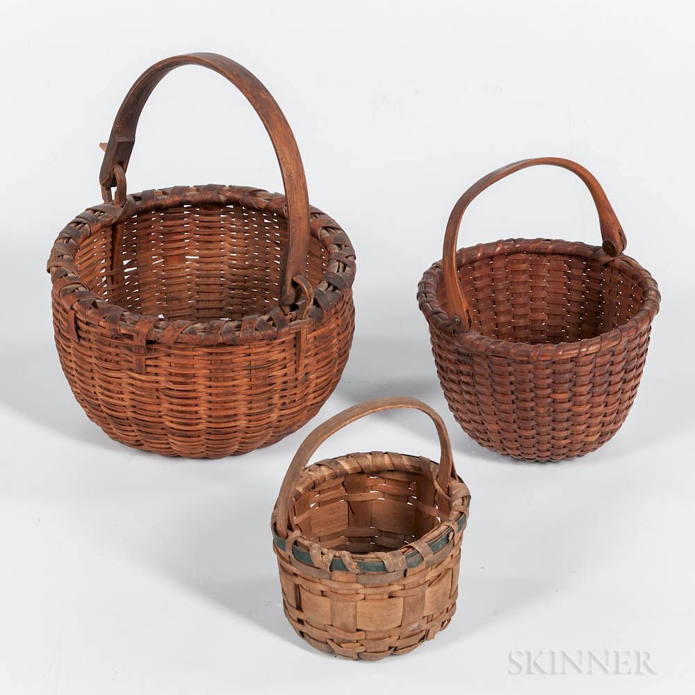 Appraisal: Three Small Baskets Three Small Baskets late th early th