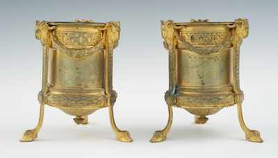 Appraisal: A Pair of Bronze Dore Casolettes In the Louis XVI