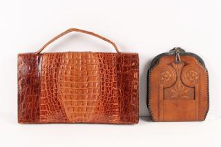 Appraisal: LEATHER BAGS Vintage Leather Purses including Alligator envelope bag with