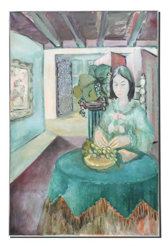 Appraisal: KUZULKA Kierstead American - Oriental Girl in Interior OIL Canvas