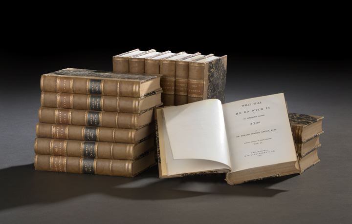 Appraisal: Set of Sixteen Leather-Bound Volumes of Sir Edward Bulwer-Lytton's Works