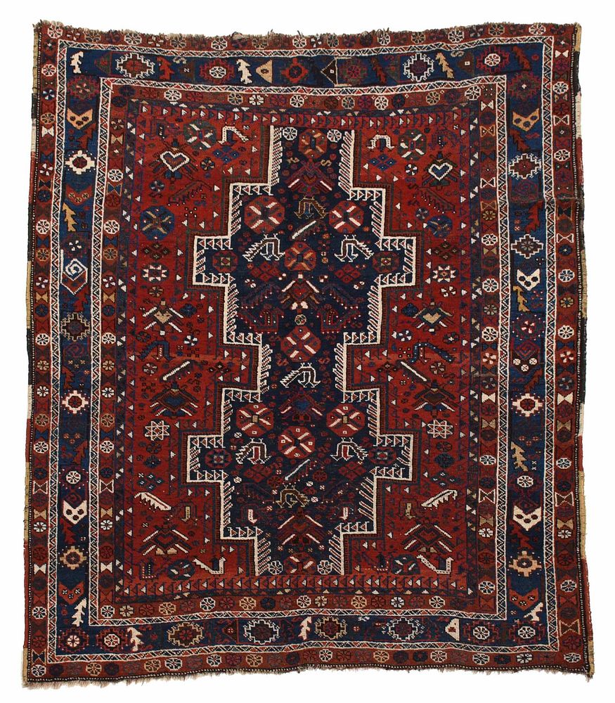 Appraisal: Shirvan Rug early to mid th century dark blue stepped