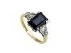 Appraisal: A SAPPHIRE AND DIAMOND RING the step cut sapphire flanked