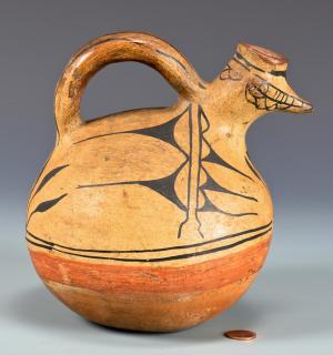 Appraisal: Cochiti Pottery Bird Effigy Cochiti polychrome pottery effigy pitcher with